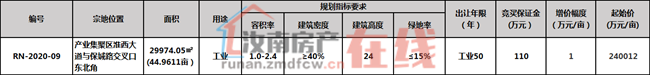 汝南县RN-2020-09号国有建设用地使用权网上拍卖公告